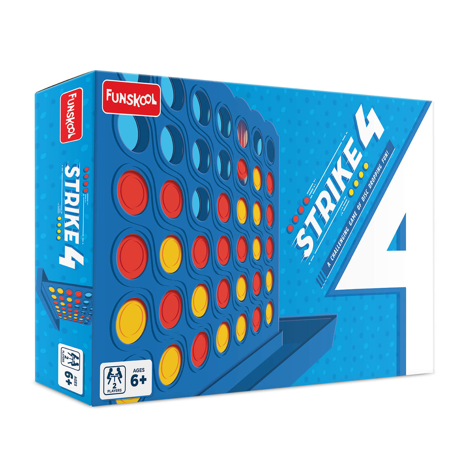 Funskool Strike 4, Classic Disc Dropping Game, Strategy Game, Board Game for Kids, Adults, Families, Educational, 2 Players, Family Fun, Activity Toy for Childrens, Gift Set for Kid, Ages 6+ Years